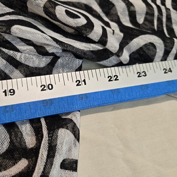 Ali Miles Black/White Mesh Open Front Lightweight Jacket Cardigan Semi-sheer XL - Picture 10 of 12